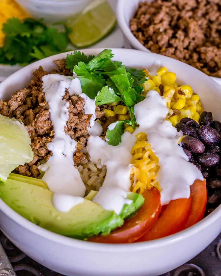 image of taco bowls with brown rice