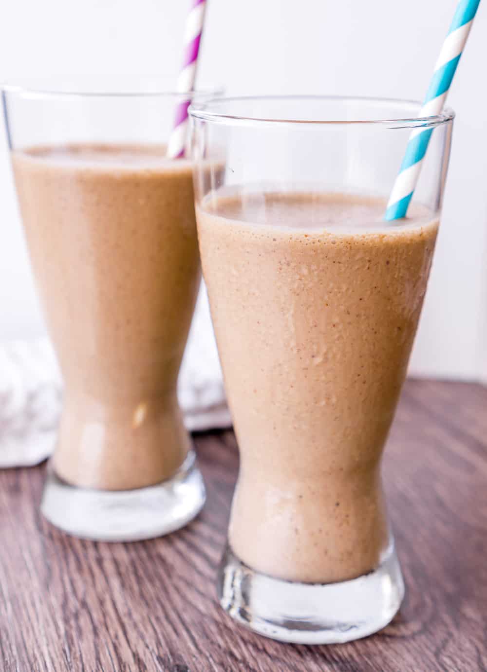 image of two coffee breakfast smoothies in glasses
