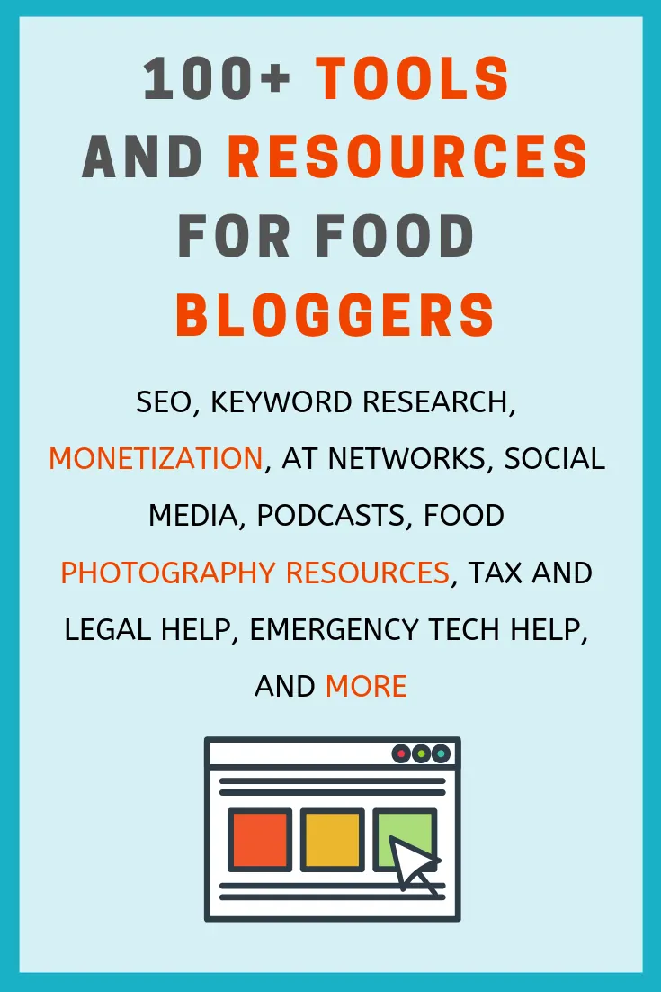 pinterest image of 100 food blogging resources