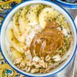image of whipped cottage cheese bowl with almond butter and banana