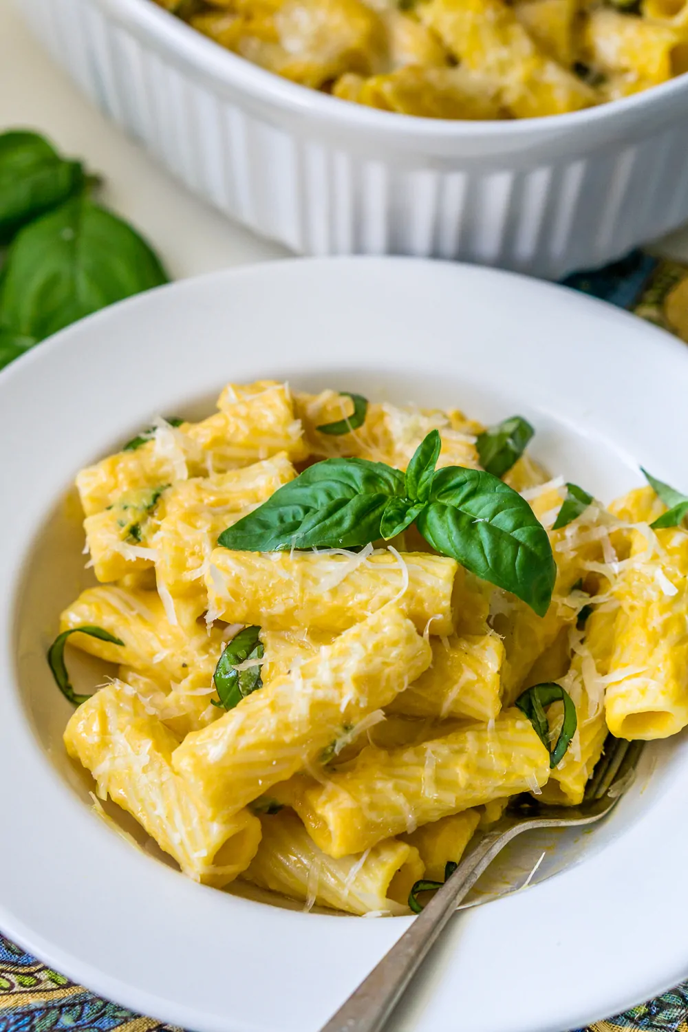 image of creamy butternut squash pasta on a plate
