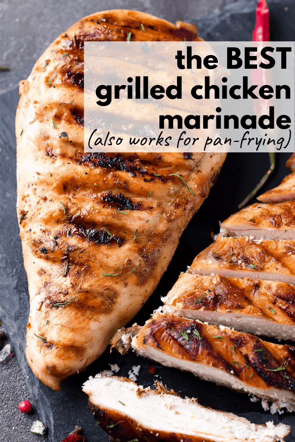 pinterest graphic of marinated grilled chicken