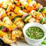 grilled shrimp skewers with chimichurri sauce