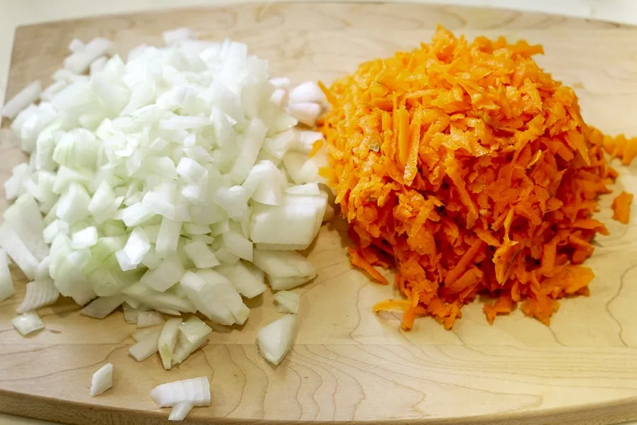 onion and carrot for vegan instant pot rice pilaf recipe