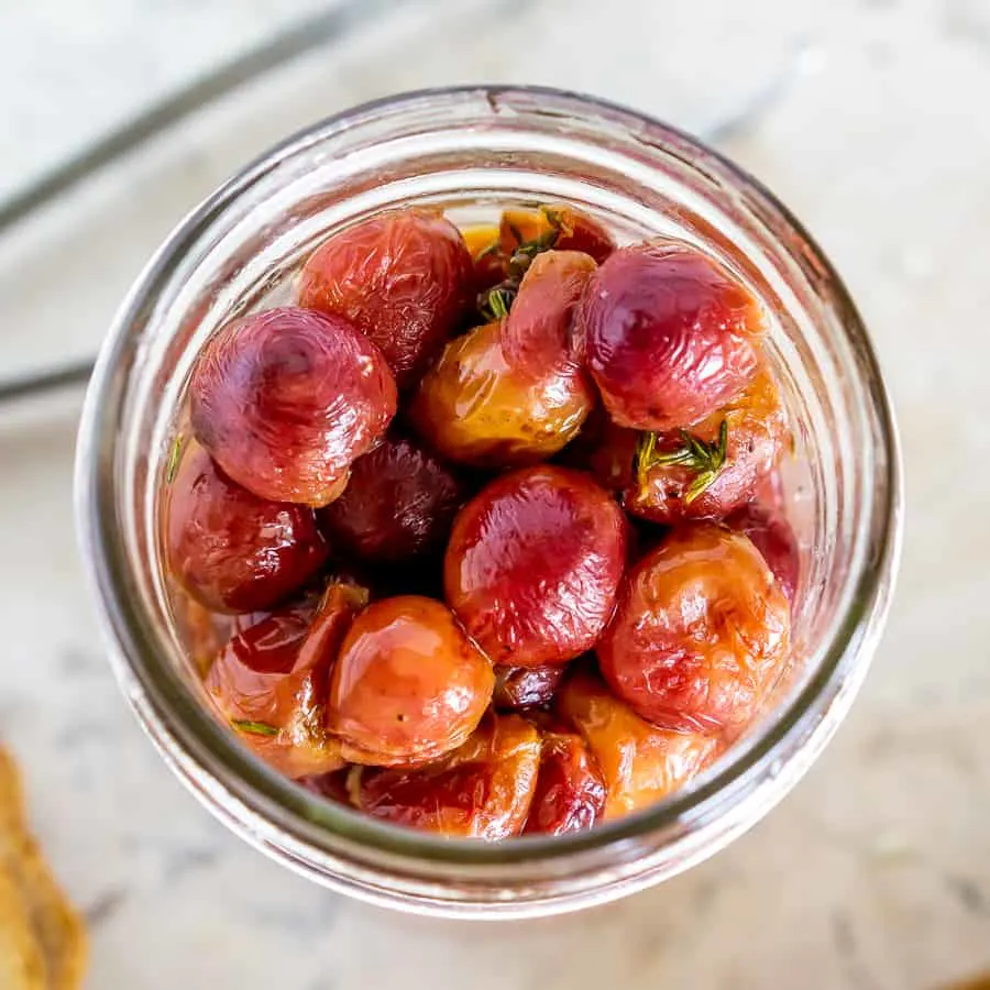 roasted grapes in a jar