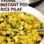 vegan instant pot rice pilaf pinterest graphic