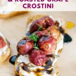 pinterest graphic for whipped blue cheese spread and roasted grape appetizer