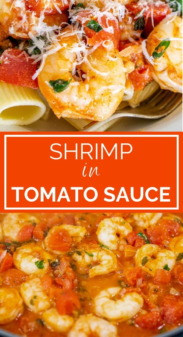 shrimp in tomato sauce pinterest graphic