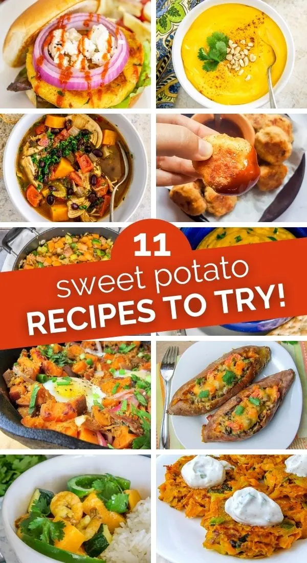 collage of sweet potato recipes and how to prepare sweet potatoes