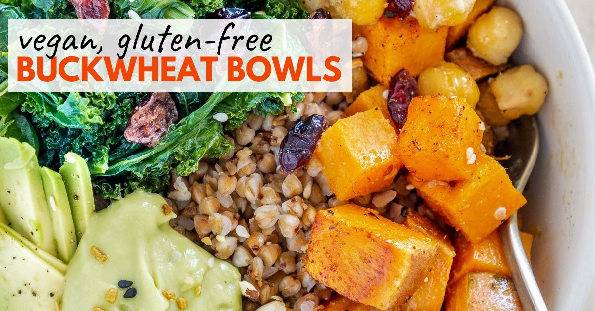 Vegan Buckwheat Bowls with Kale and Chickpeas Babaganosh