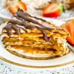 matzo cake with caramel and chocolate on a plate