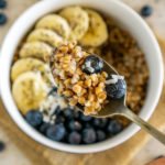 bowl of buckwheat with bananas and blueberries