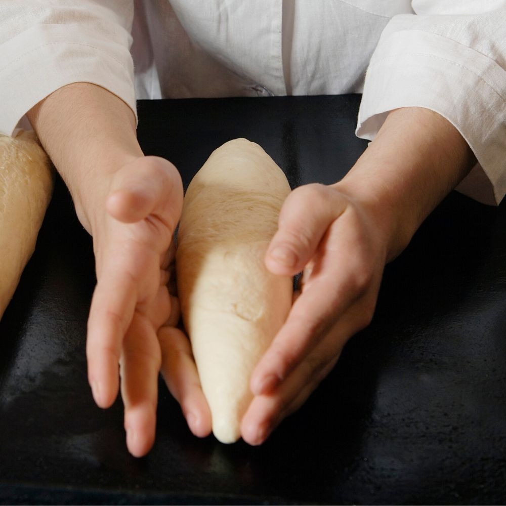 shaping baguette dough
