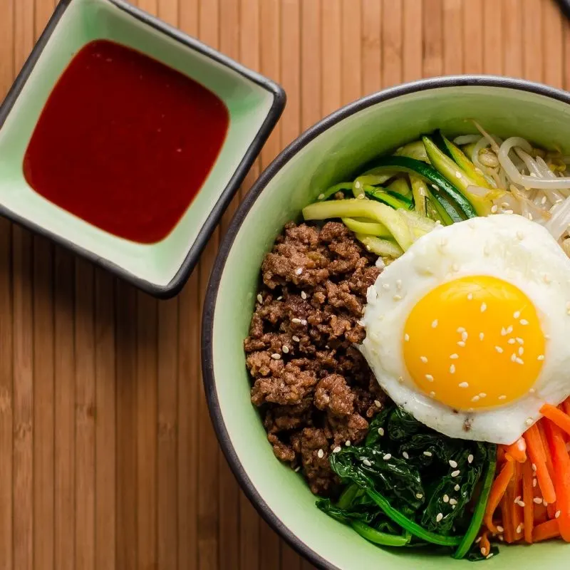 korean dish with gochujang on the side