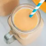 papaya shake in a mason jar
