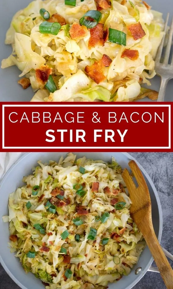 cabbage bacon stir fry pinterest graphic