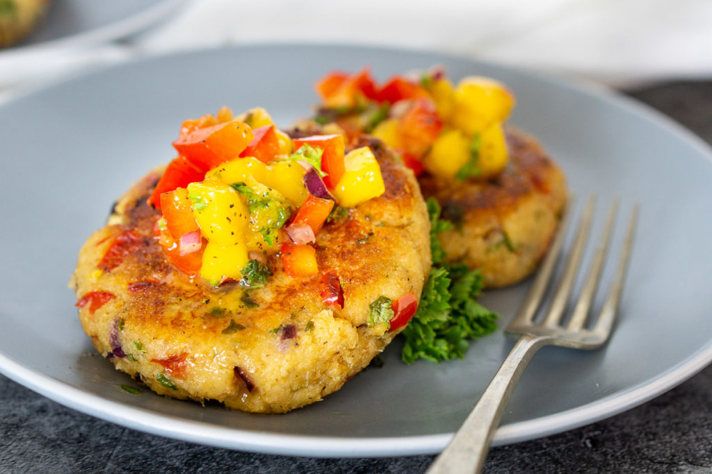 Crab Cakes with Mango Relish Babaganosh