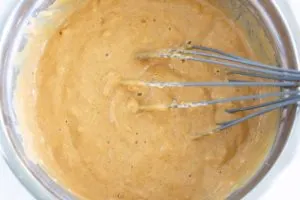 pumpkin protein pancake batter in a bowl