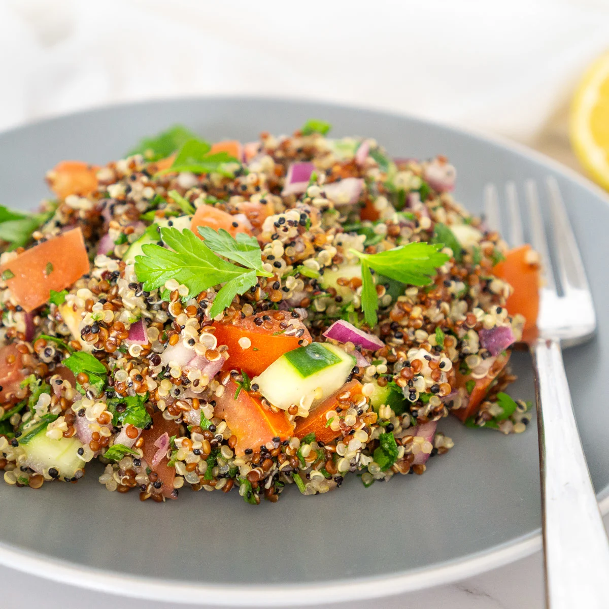 quinoa tabbouleh salad on a plate