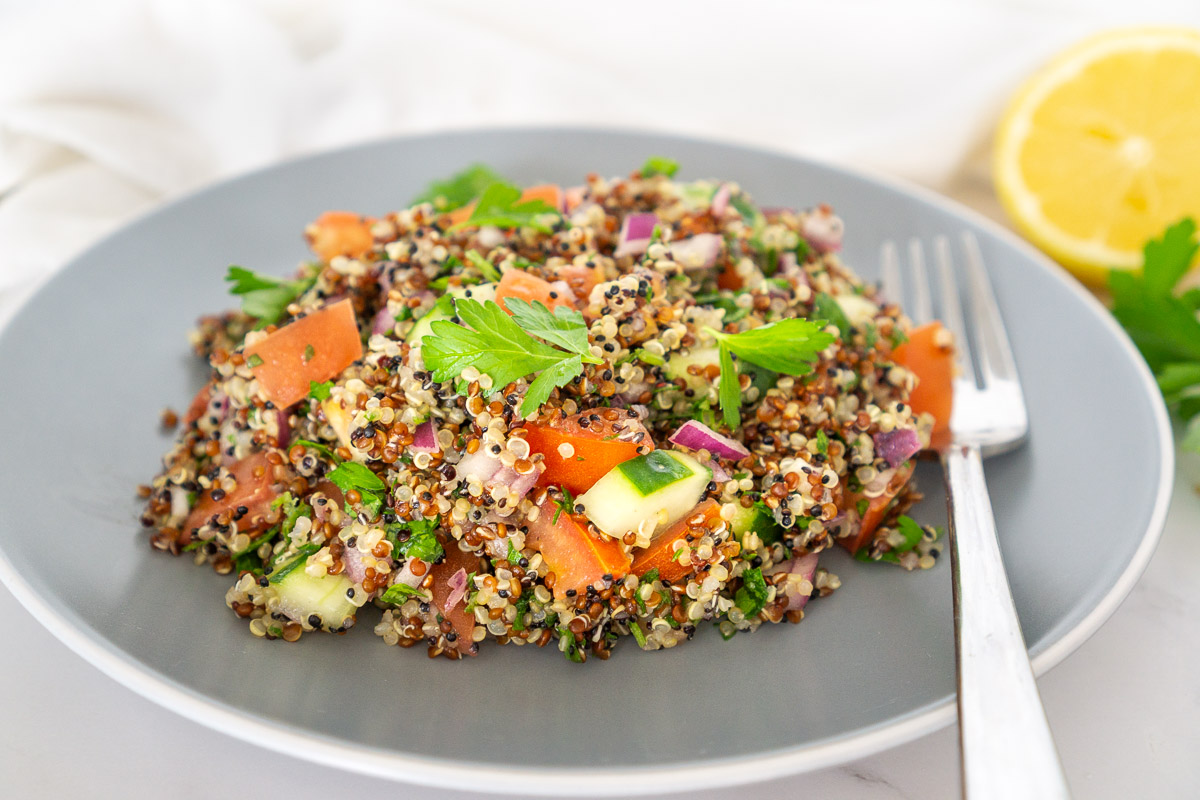 quinoa tabbouleh salad on a plate