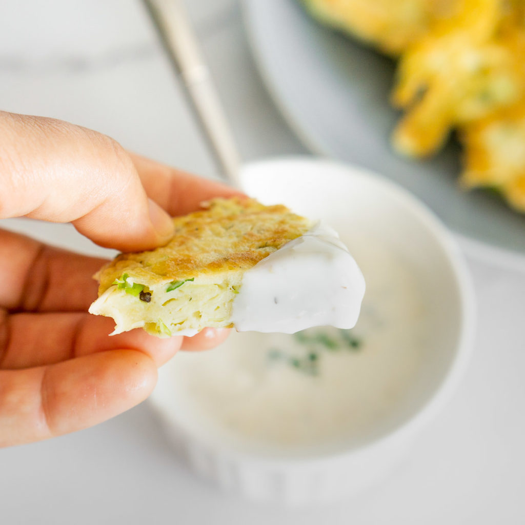 Easy Cabbage Fritters with Garlicky Dip Babaganosh