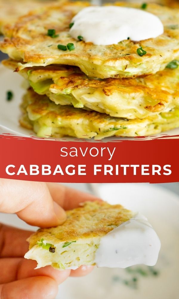 pinnable image - collage of cabbage pancakes