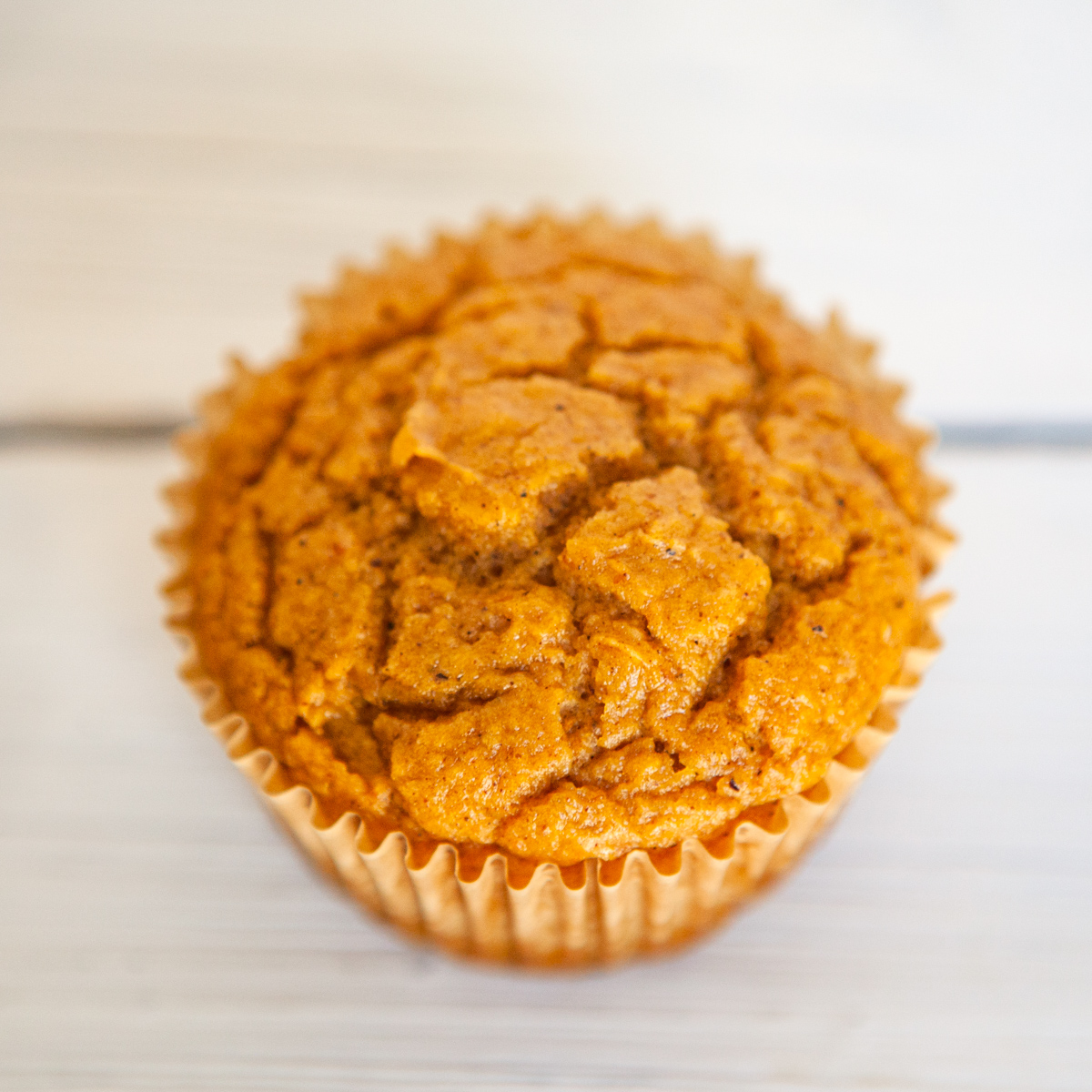 overhead image of pumpkin muffin