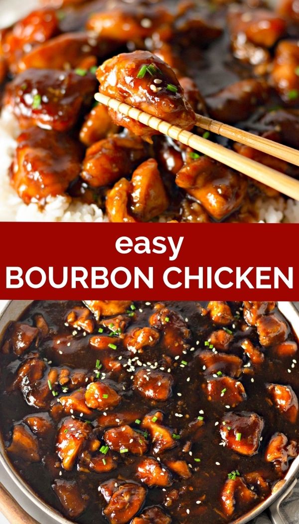 pinnable image for bourbon chicken recipe