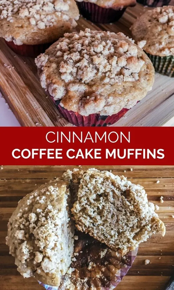 pinnable image of cinnamon coffee cake muffins