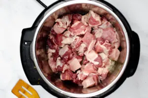 cubed pork loin in an Instant Pot