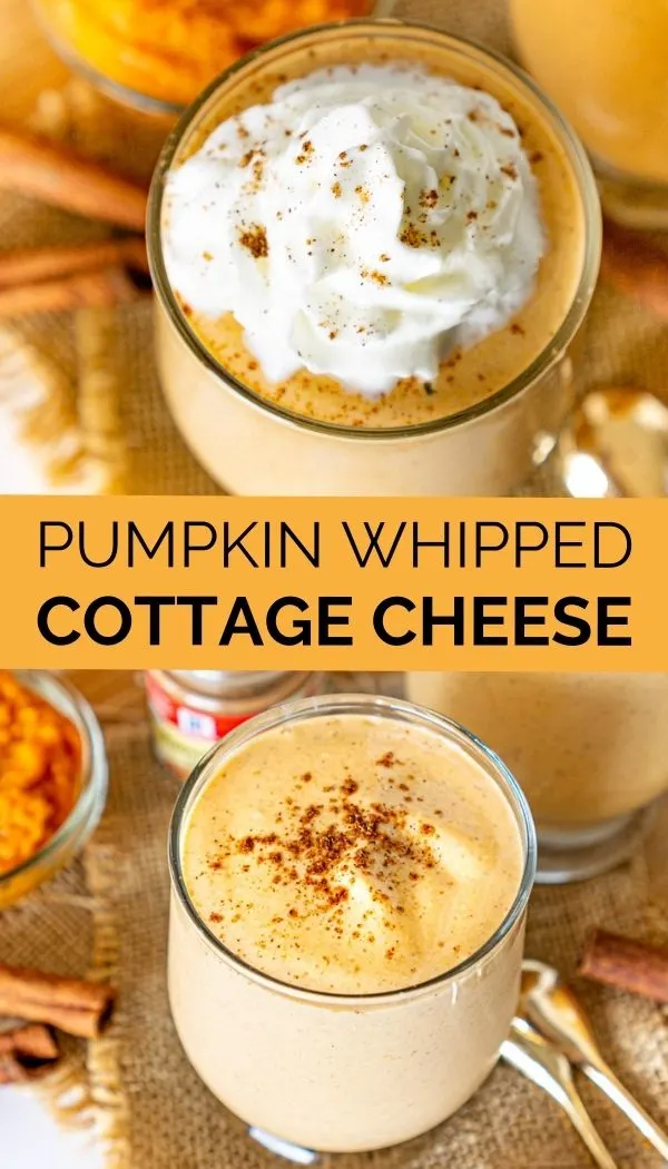 pinnable image of pumpkin whipped cottage cheese