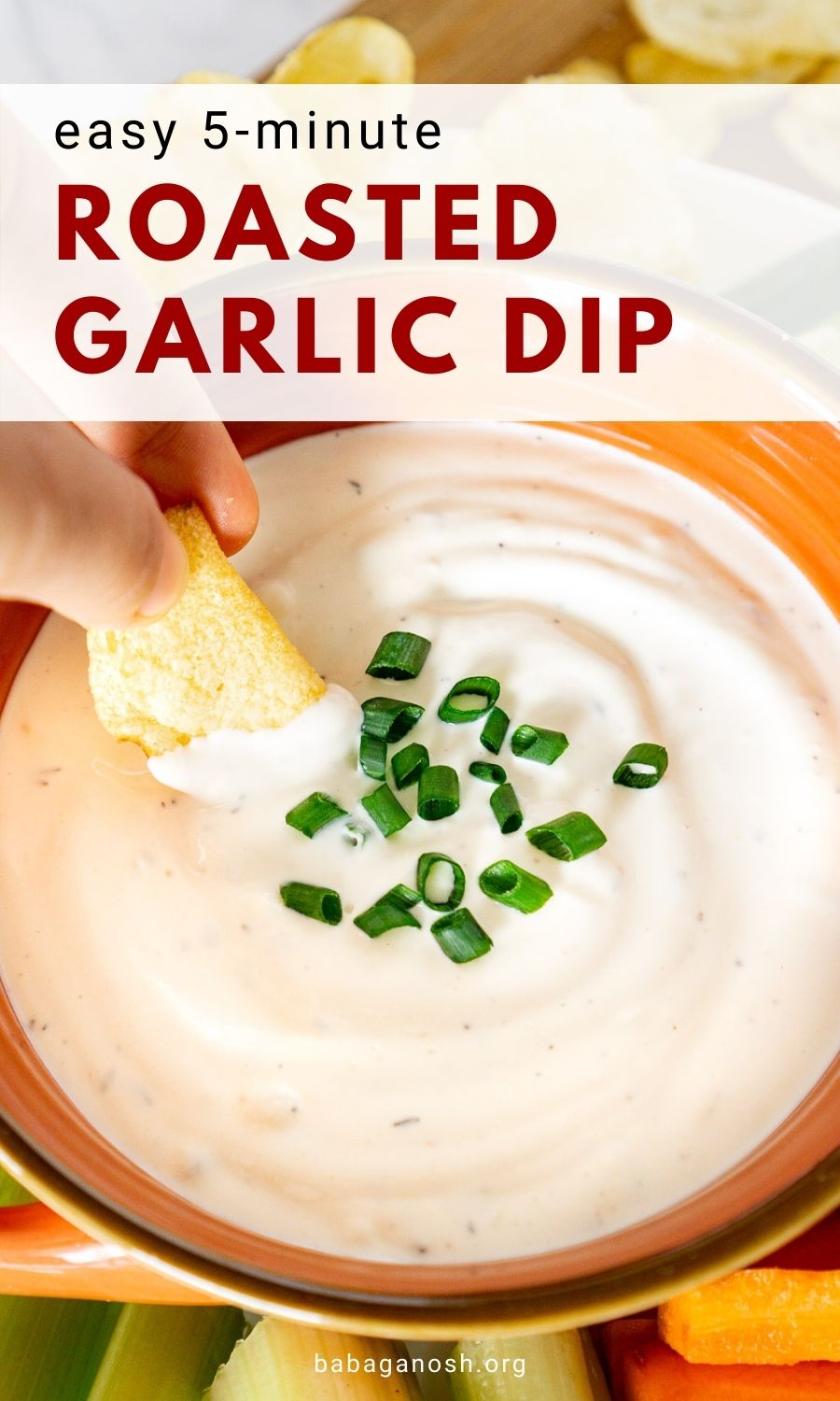pinnable image of roasted garlic dip