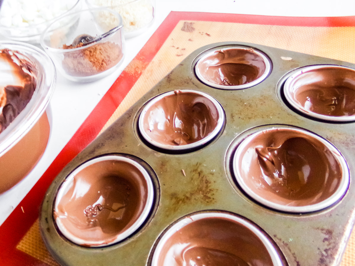 hot chocolate bomb molds with chocolate