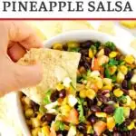 pinnable image of fresh pineapple black bean salsa