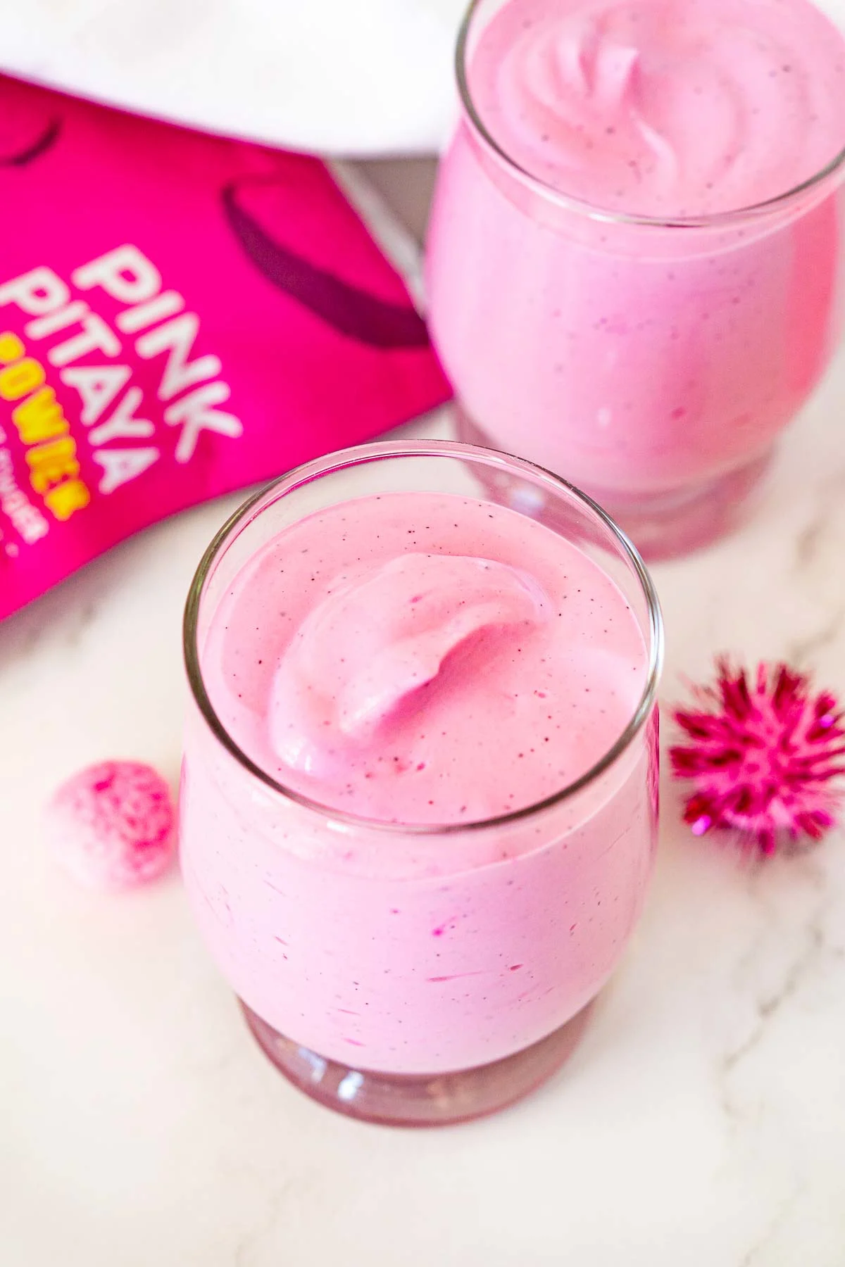 whipped cottage cheese blended with dragon fruit powder