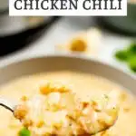 pinnable image of instant pot white bean chicken chili