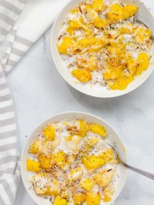 mango oatmeal with chia and coconut