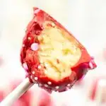 inside of a red valentine's day cake pop