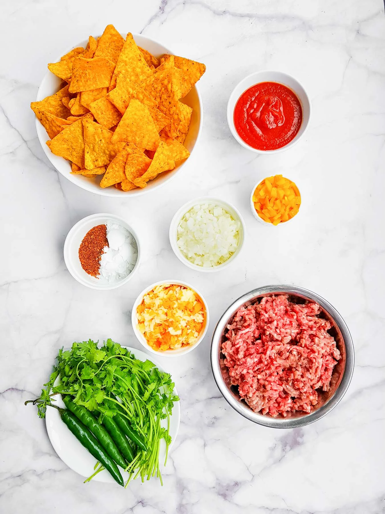 ingredients for beef nachos with doritos