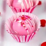 pink valentine's day hot chocolate bombs in muffin papers