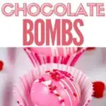 pinnable image of pink hot chocolate bombs valentine's day treats