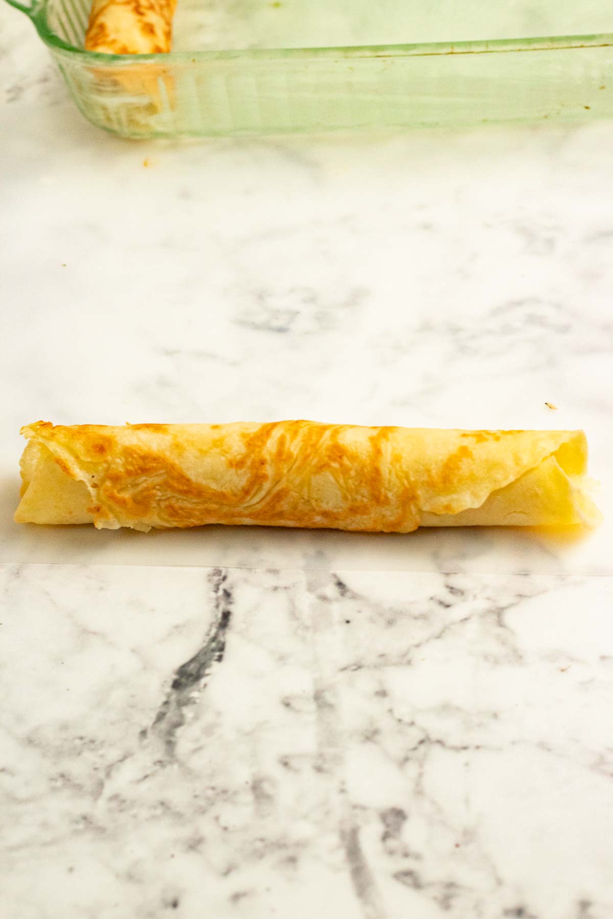 Rolled up chicken crepe.
