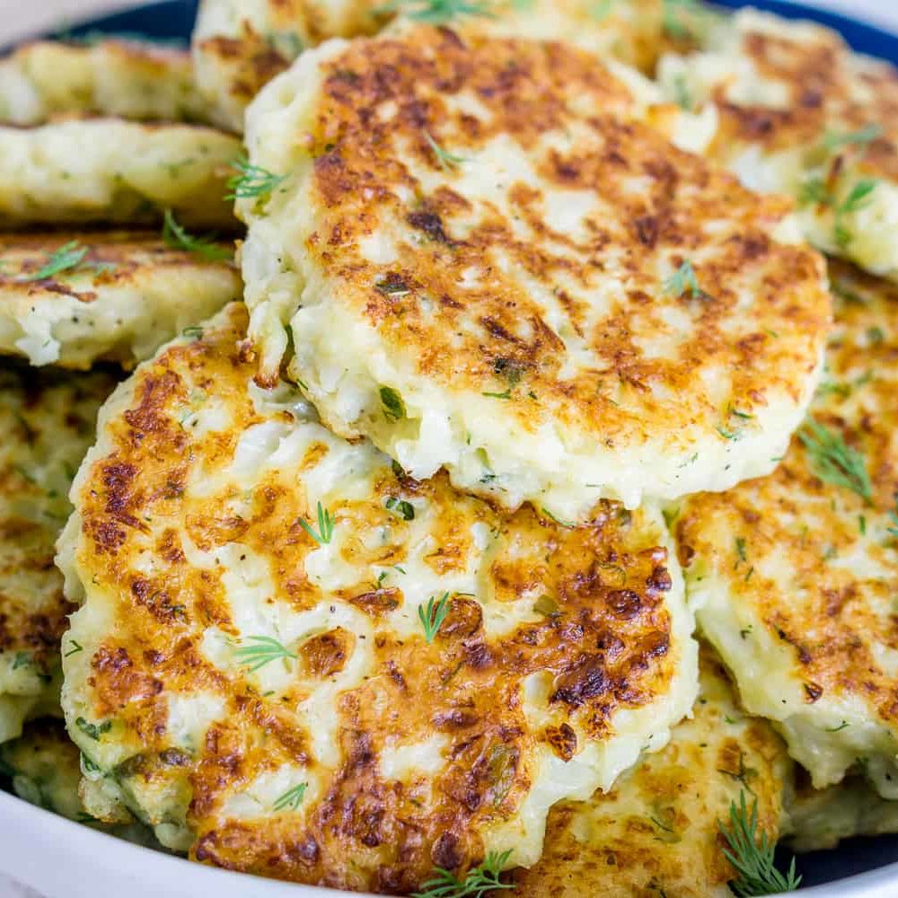 image of cauliflower fritters on a platter