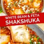 Pinnable image of white bean feta shakshuka.