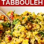 Pinnable image of couscous tabbouli.