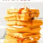 Pinnable image with text: Pumpkin Waffles.