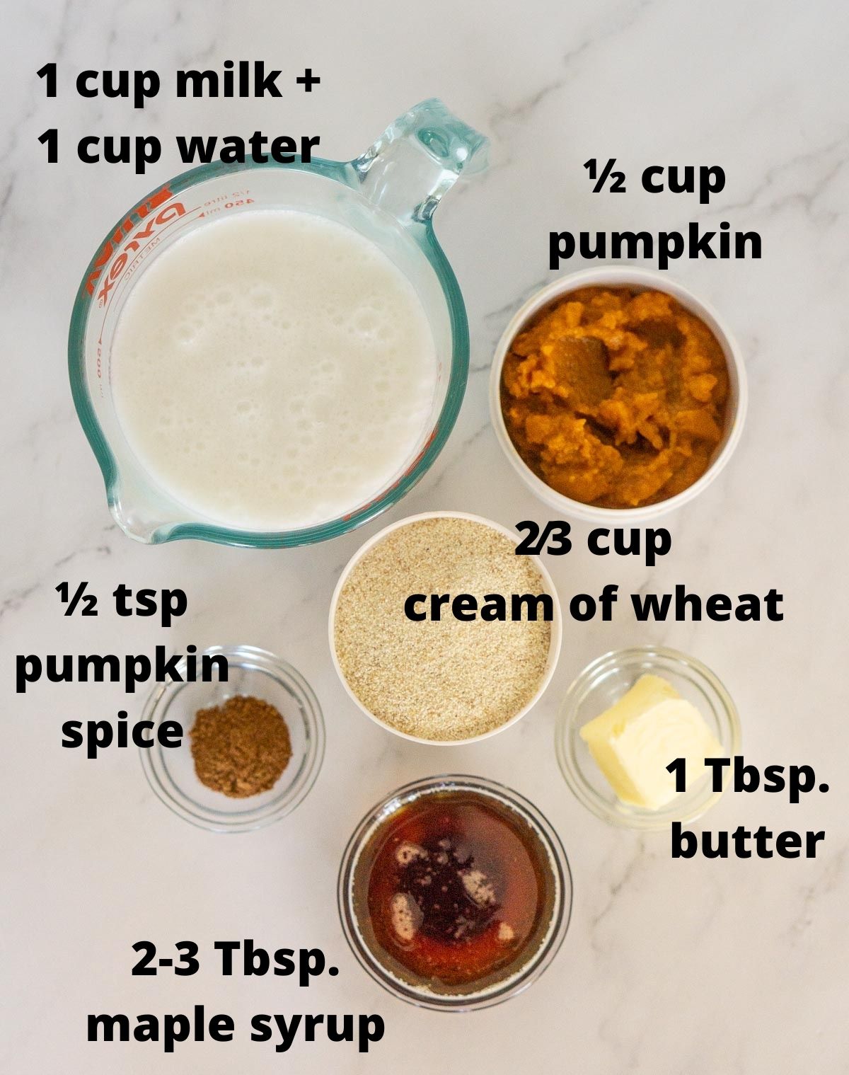 Ingredients to make Pumpkin Cream of Wheat.
