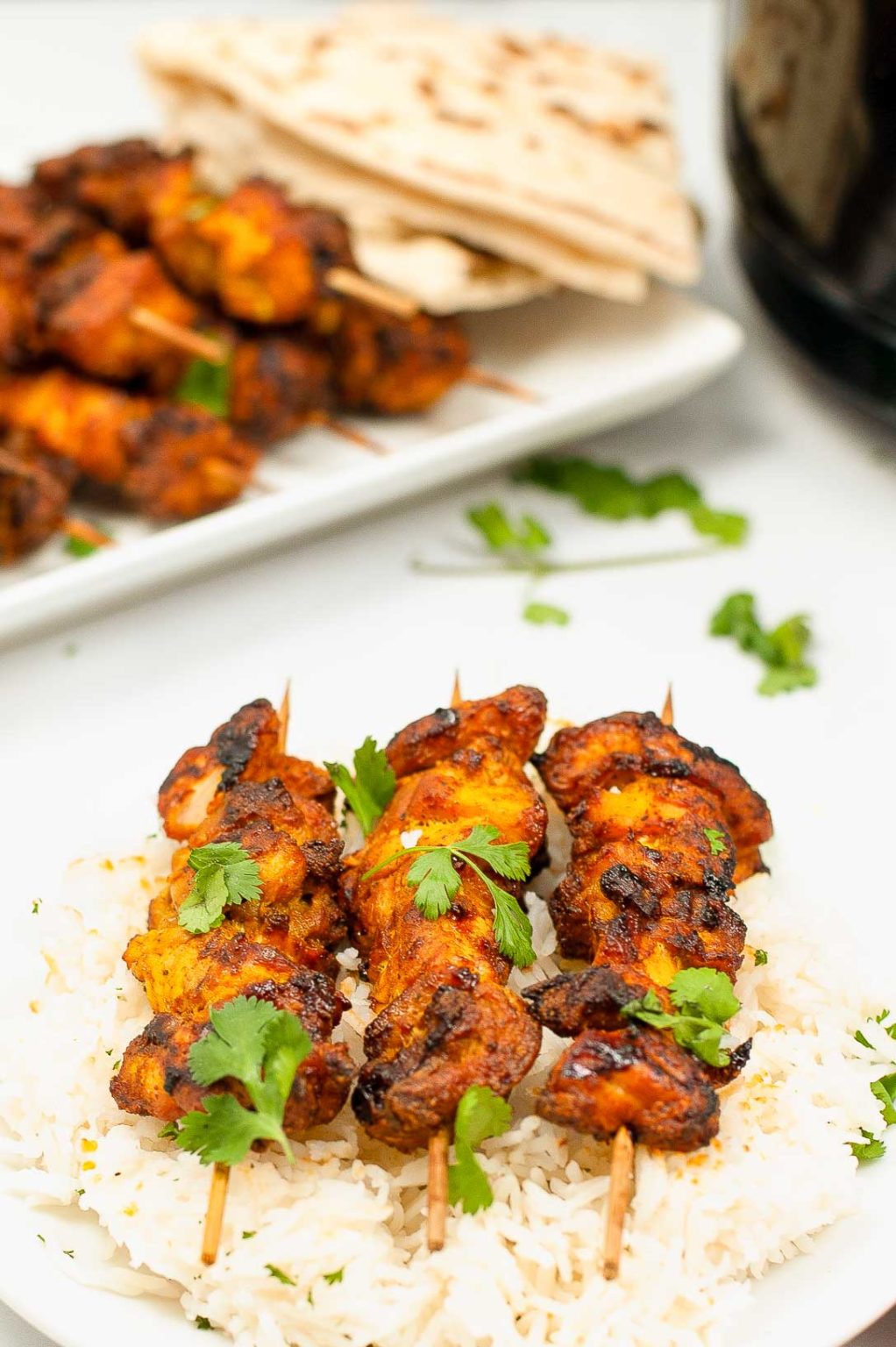 Air Fryer Tandoori Chicken Kebabs Babaganosh