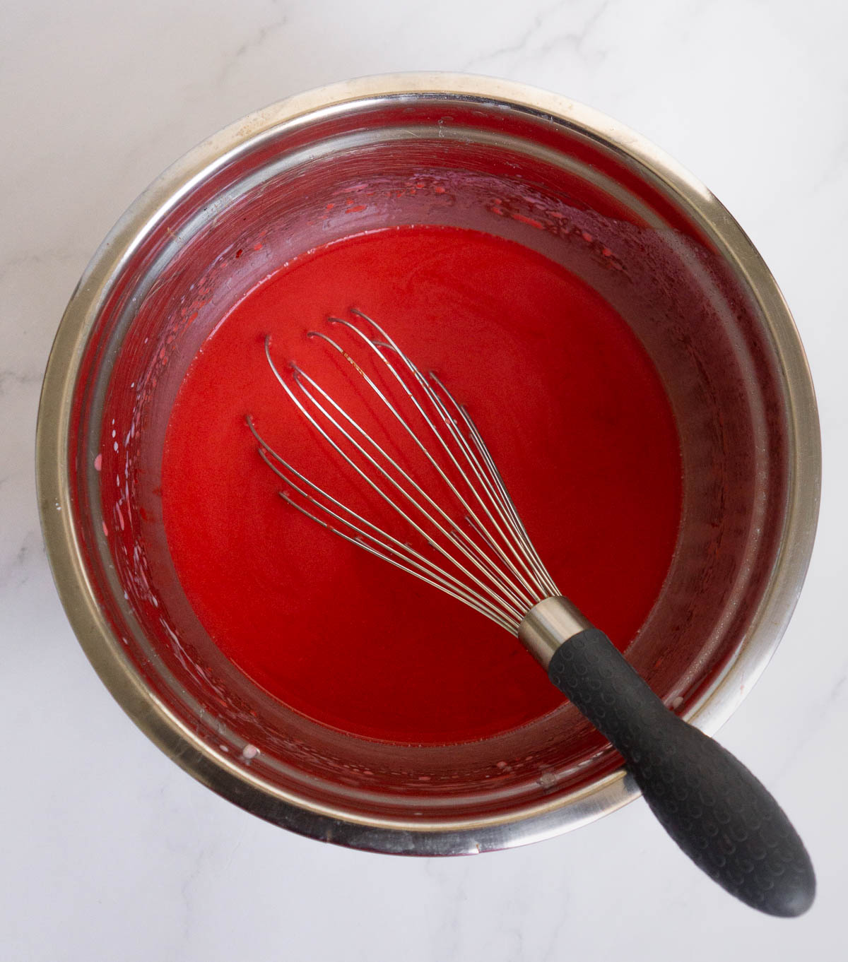 Wet ingredients for red velvet pancakes (wet liquid)
