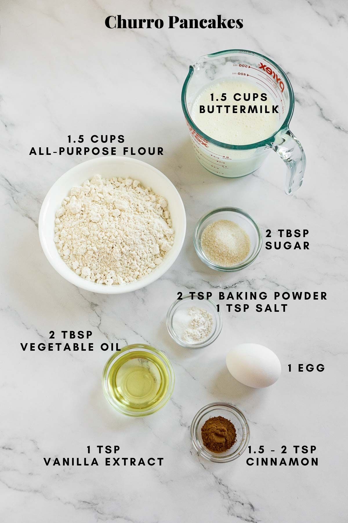 Ingredients for churro pancakes